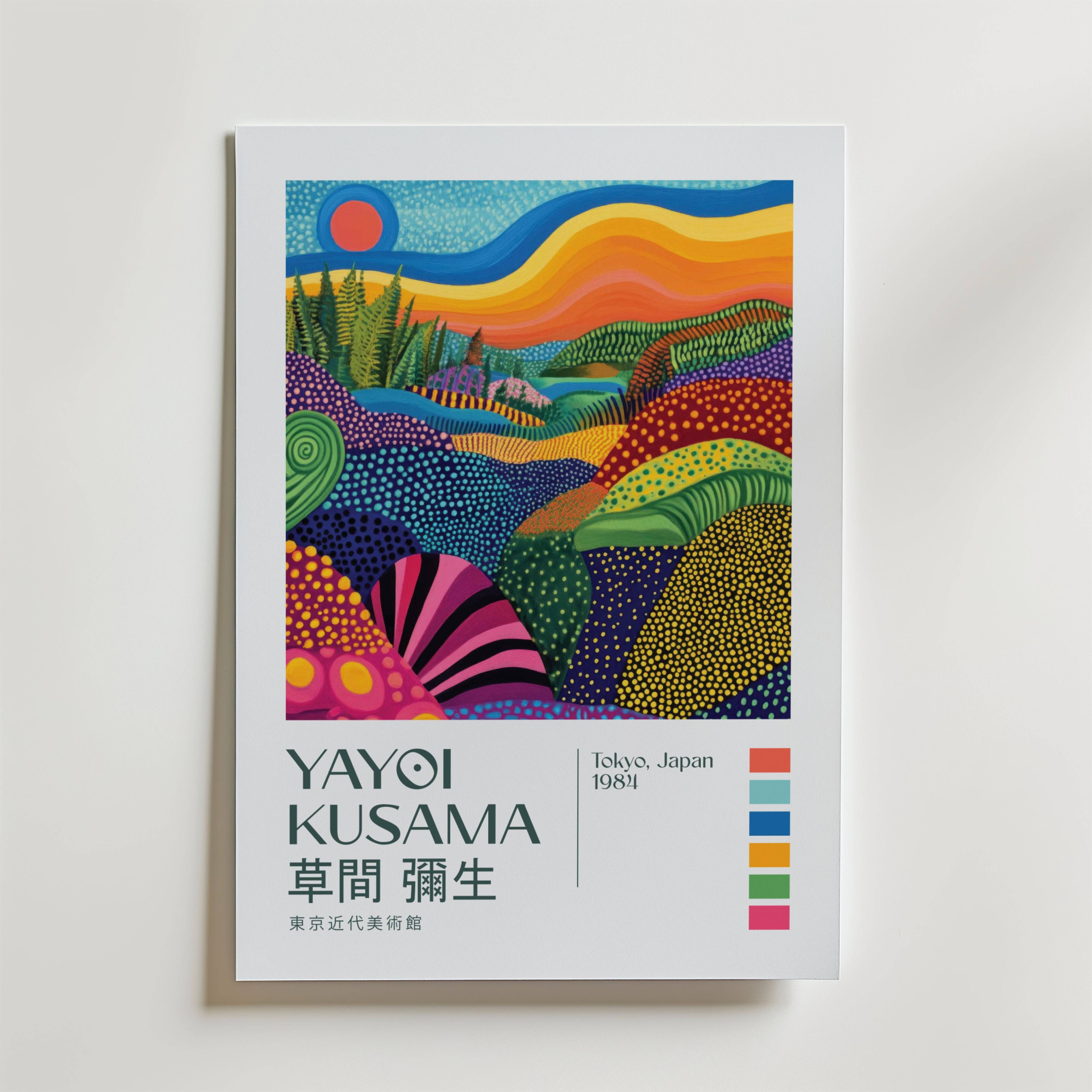Yayoi Kusama Endless Patterned Landscape Poster - Premium Canvas 21x30 cm