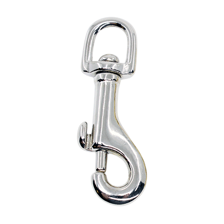 Karabinhage støbt messing - øje 11mm 62mm lang Nikkel/sølv overflade