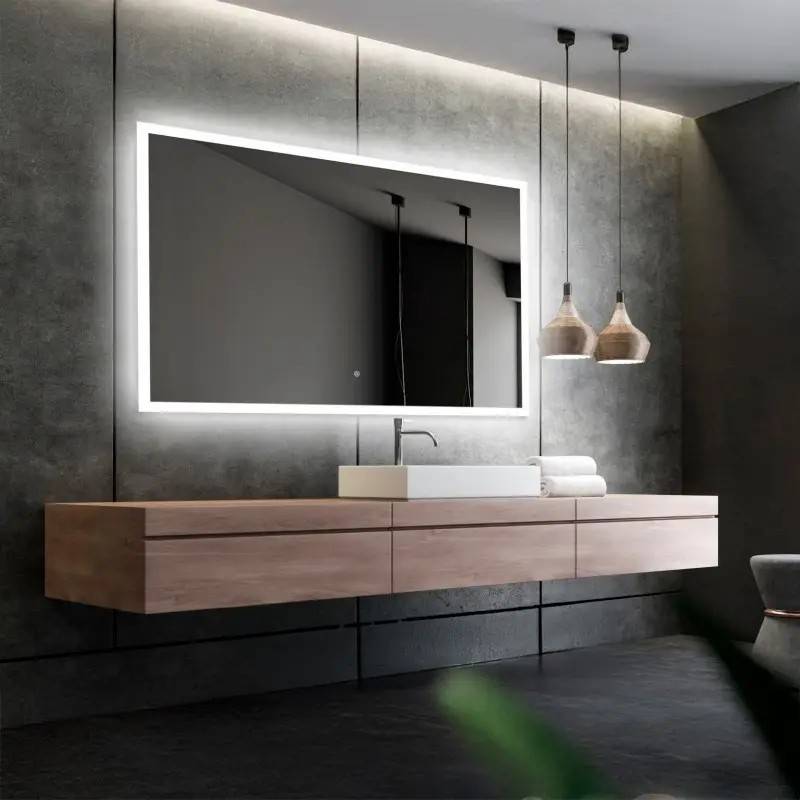 Nordic Bad Mie 2 firkantet LED-spejl, m/touch knap, 120 x 80 cm