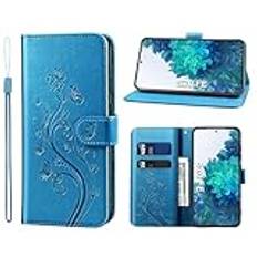 KRAFTCARE Mobiltelefonfodral kompatibel med Samsung s20 FE, för S20 FE fodral med kortfack och plats för pengar magnetisk stängning, flip fodral läder skyddande fodral för Samsung Galaxy S20 FE