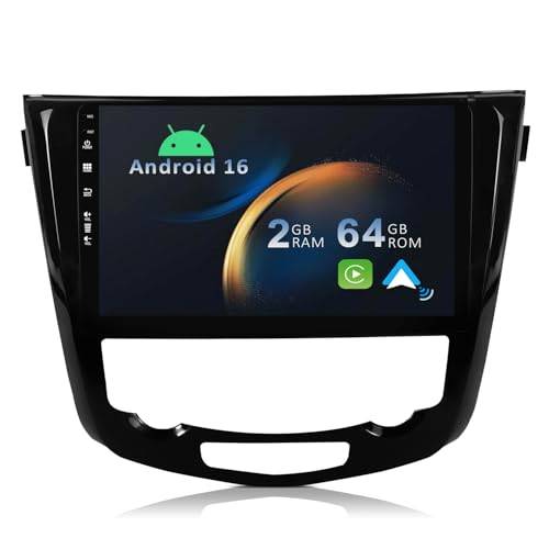 YUNTX Android 14 2 Din Radio Navigation för Nissan X-Trail Qashqai j11 Rouge 2014-2018: [Integrerad CarPlay/Android Auto/GPS] -IPS 2.5D 10.1 Tum Pekskärm-DAB/Bluetooth 5.0/Ratt Kontroll/Mirror-Link