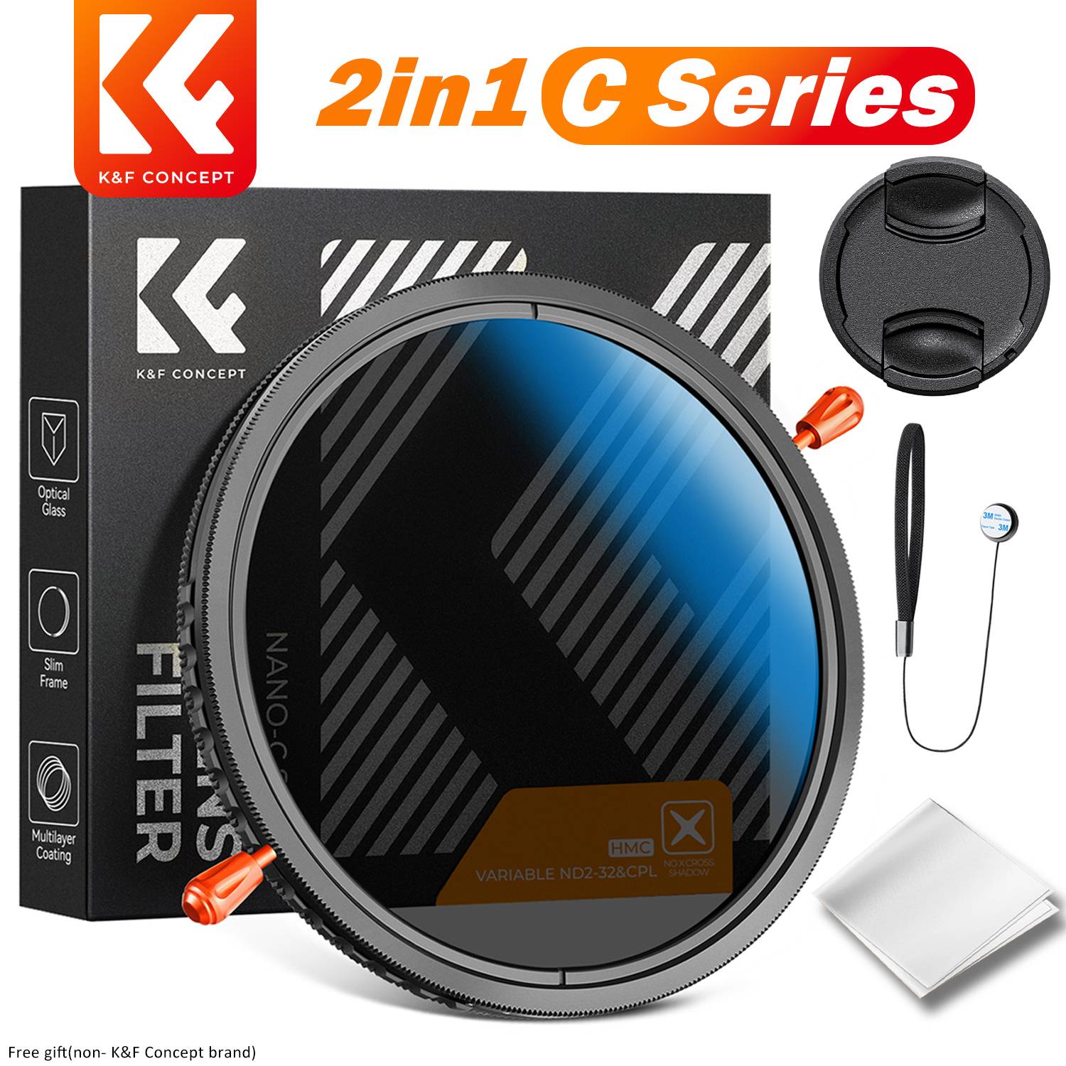 K&F Concept ND CPL 2in1 Filter 37-82mm CPL ND Filter Variable ND Multifunction Filter ND2 ND32 67mm VND Filter ND2-32 C Series