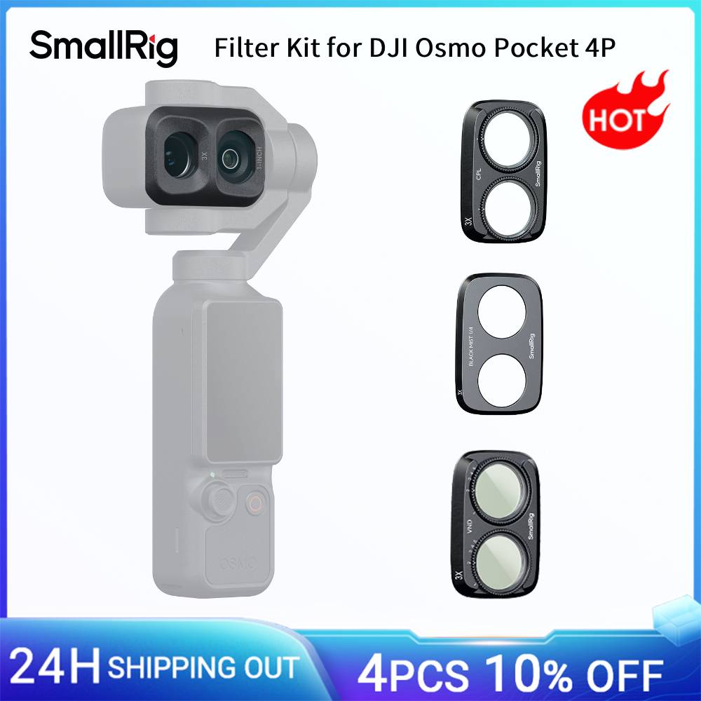 SmallRig Filter Kit for DJI Osmo Pocket 4P with CPL Filter 1/4 Black Diffusion / VND1-5 Filter, Glass Multi-Layer Coatings -6649