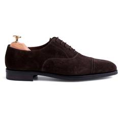 Skolyx brogue cap toe Oxfords i mørkebrun ruskind