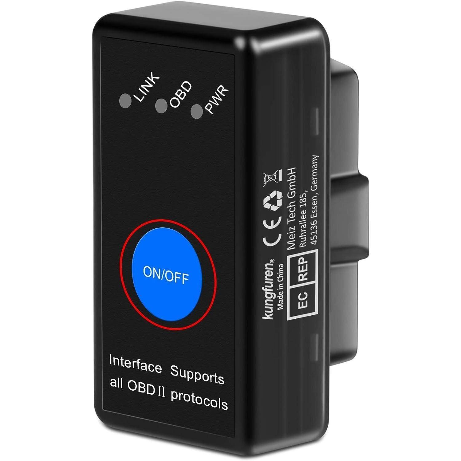 OBD2 Bluetooth 4.0 Adapter för IPhone IOS och Android, OBD2 Diagnostic Device Scanner, Mini Car OBD Pro, OBD II Diagnostic Tools - Bilkodsläsare svart