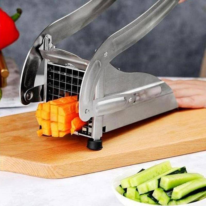 Fransk potatisskärare i rostfritt stål Hållbar skärare med ersättningsblad Multifunktionellt rivjärn för potatis, lök, morötter, grönsaker, frukter wh