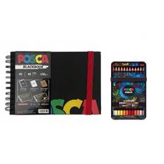 Posca - A5 BlackBook & Color Pencils - Bright & intense colors (36 pcs)