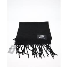 Balenciaga Logo Fringe Wool Scarf