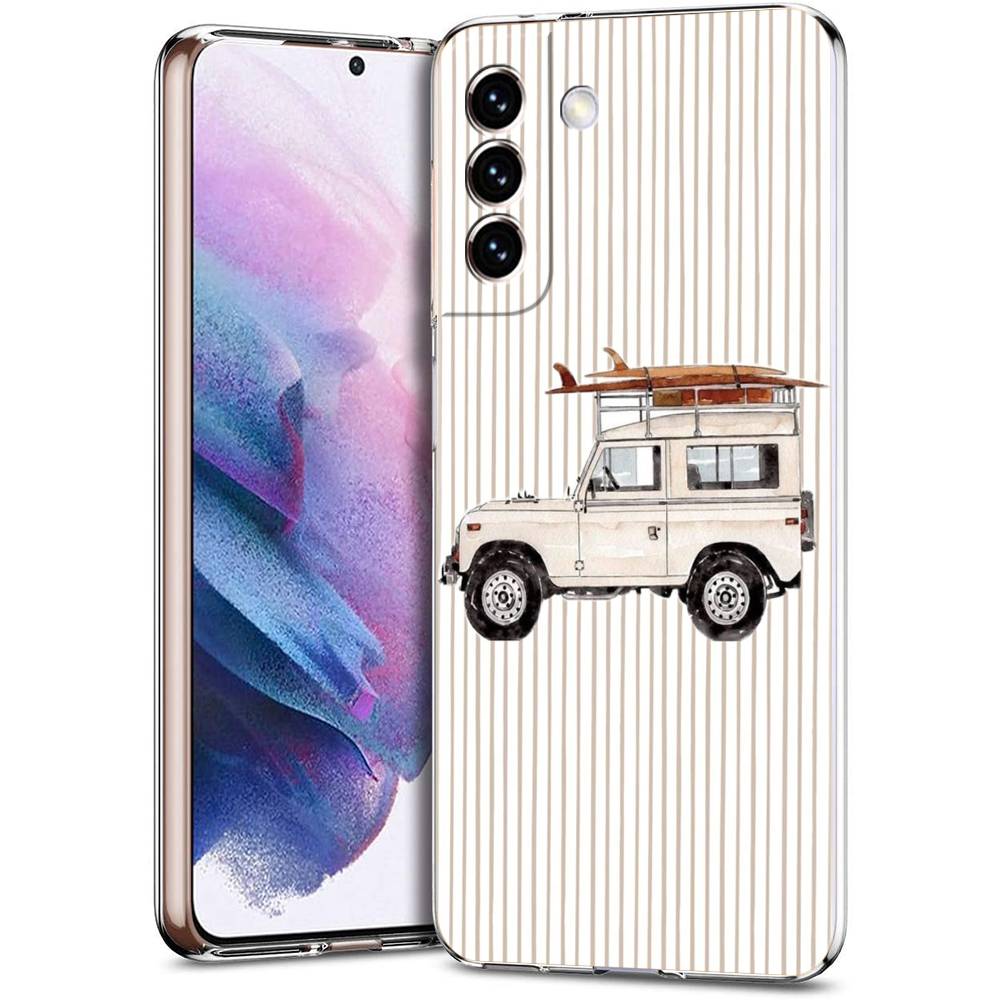 Cars Palm Tree Surfboards Transparent Cover for Samsung Galaxy S26 S25 S24 S23 S22 S20 S21 FE Ultra S10 S10E Plus 5G Phone Case