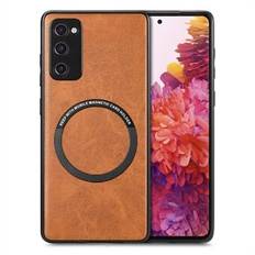 För Samsung Galaxy S20 FE 5G / S20 FE / S20 FE 2022 / S20 Lite telefonfodral Kompatibel med MagSafe läderbelagd PC+TPU-skal