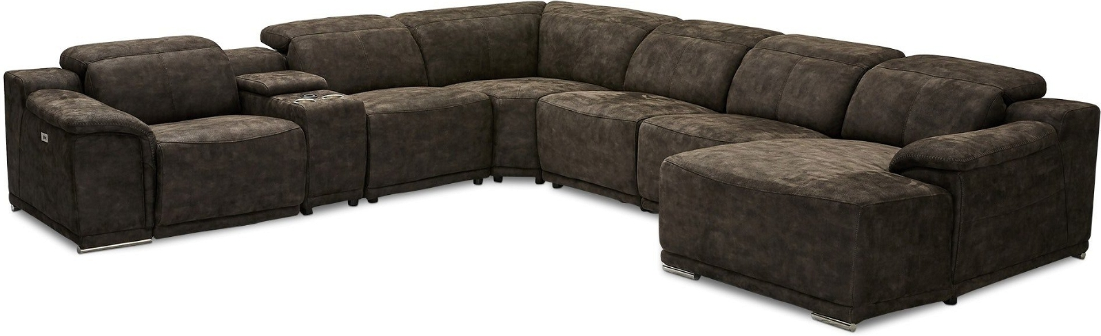 Byg-selv modulsofa Raymond & Hallmark Glasgow, grå stof, komplet højre, bredt armlæn.