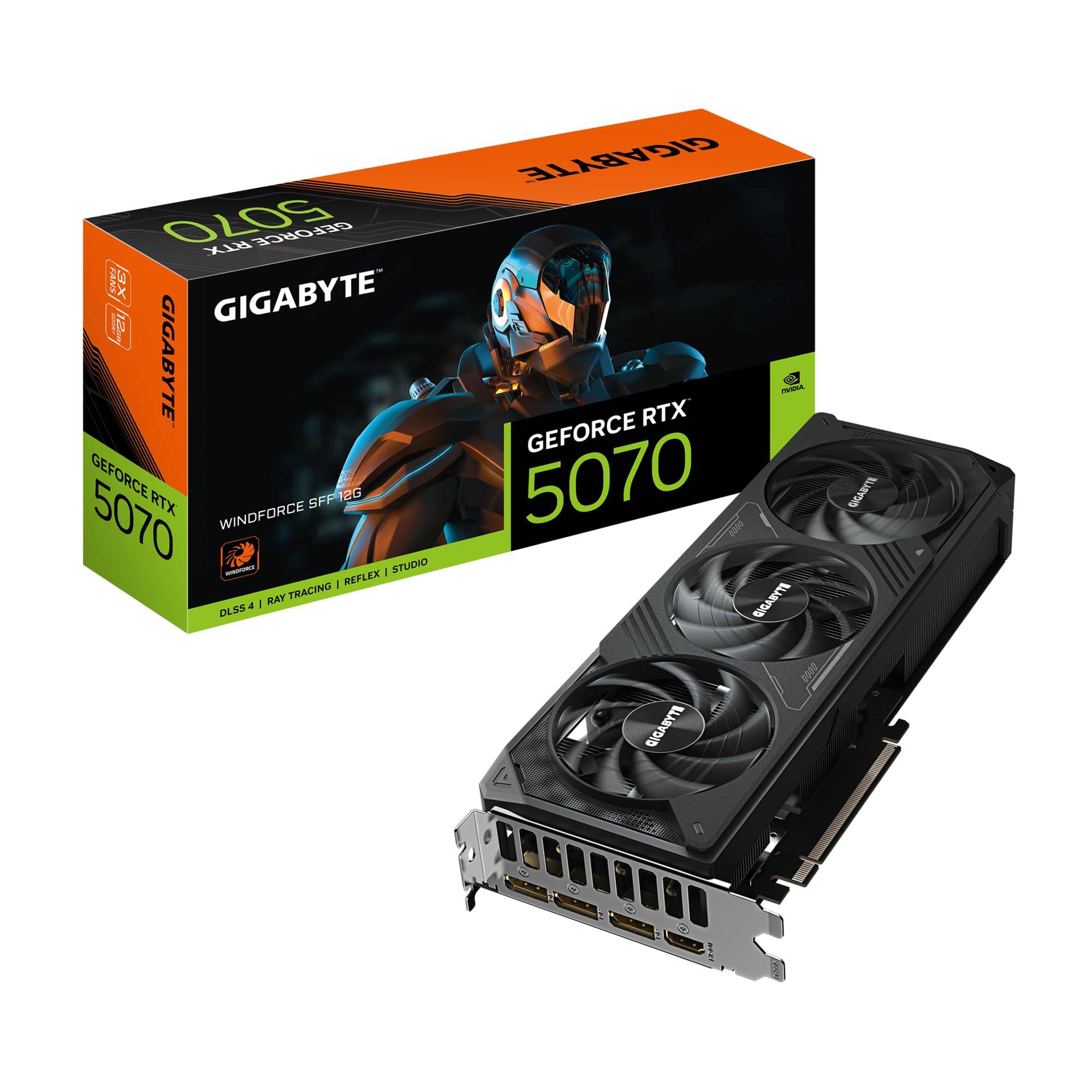 GIGABYTE NVIDIA Geforce RTX 5070 Grafikkort med GDDR7 12GB RAM Japansk Återförsäljare (Officiell produkt) GV-N5070WF3-12GD