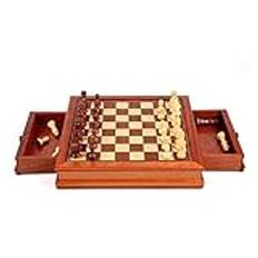 Chess Set International 12.2X12.2in Chess Set Solid Wood Board With Drawer Magnetic Chess Game Chess, For Home Gift Chess Set Full Size