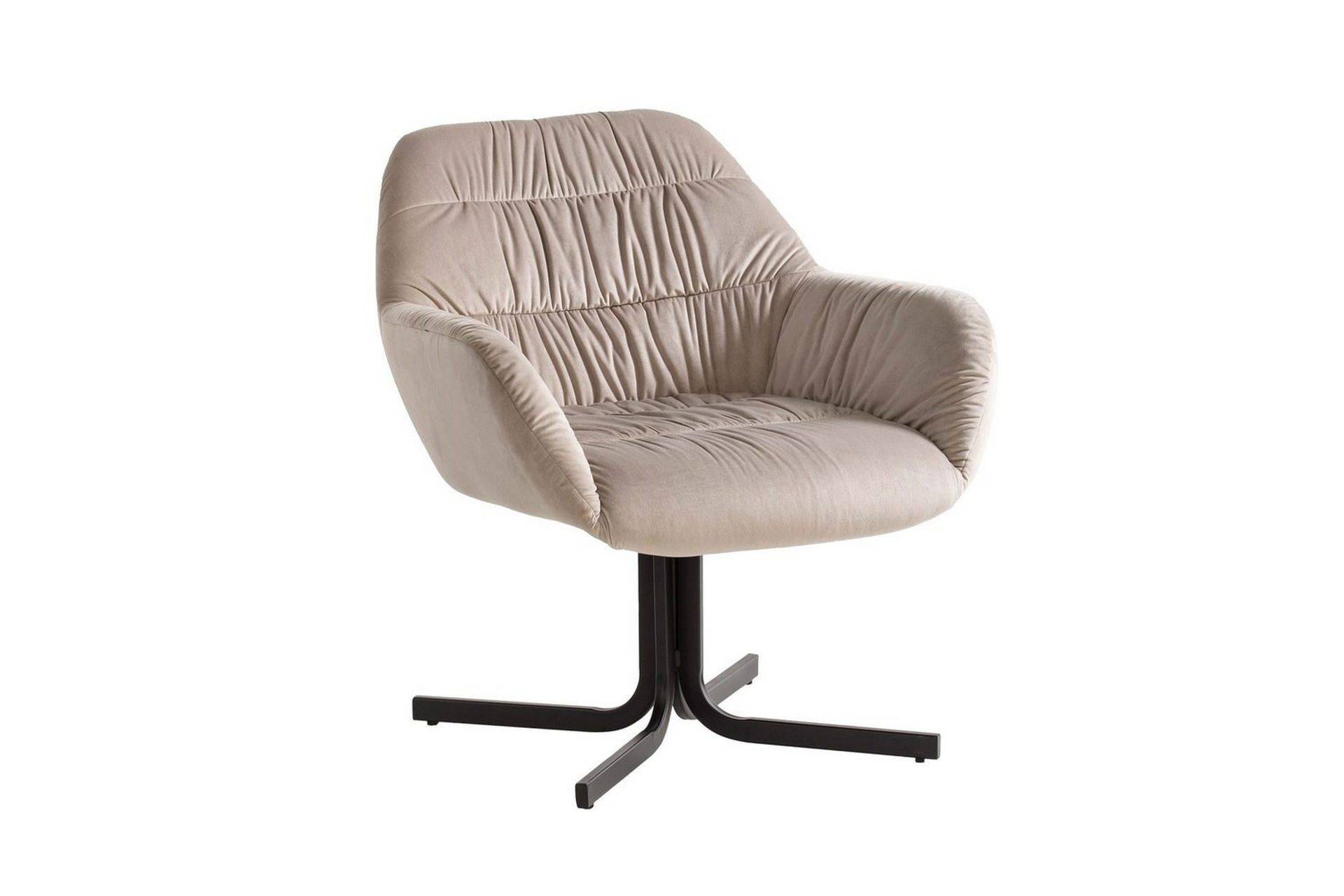 Lounge & Cocktailstol Wohnling mysig sammet klädd, med armstöd, modern stil Beige - Fåtölj Beige,Svart