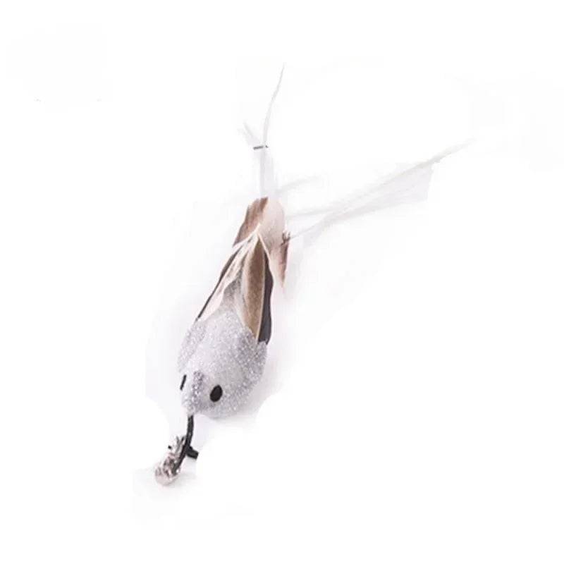 Interactive Bird Feather Wand Cat Toy with Bell - Teaser Stick for Kittens - SF-4 / 3 Pcs (3 Pcs)