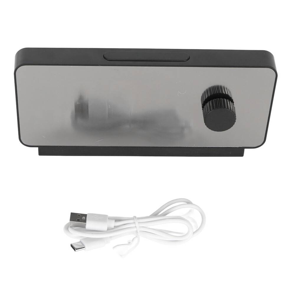 LED spejl vækkeur genopladeligt lydløst digitalt dobbelt alarm moderne enkelt design stort display vækkeur justerbar lysstyrke USB-opladeport