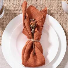 6/12pcs Soft Hemmed Square Colored Napkin, 42x42cm/16.5*16.5inch, For New Year/Wedding/Party/Casual Dining Table Decor, Western Style Table Mat/Baby S - Burnt Orange - 42*42cm