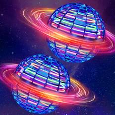 Ivtivfu Fliegender Ball (Blau,2 Stück), Flying Spinner, Magic Hover Schwebe Ball, Magischer Ball, Zauberball, LED UFO Ball Toys, Bumerang, Spielzeug Drohne für Kinder ab 6, 8, 10, 12 Jahren