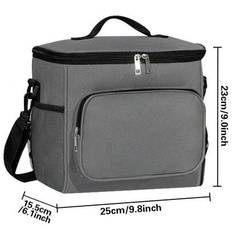 1 st crossbody lunchväska stor kapacitet vattentät kylväska för män student termiska lunchväskor med sidofickor crossbody väska axelväska bärbar canva - Grå