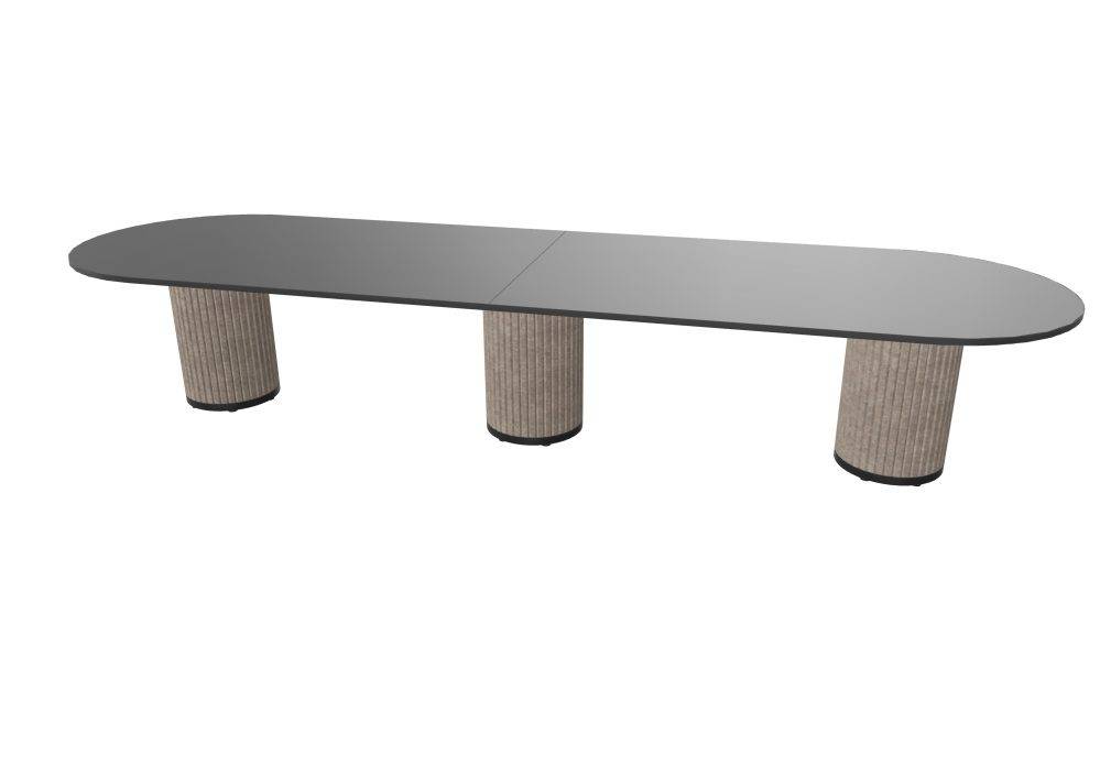 Partos mødebord 420 x 120 cm Dark Grey Melamine / Sand PET.
