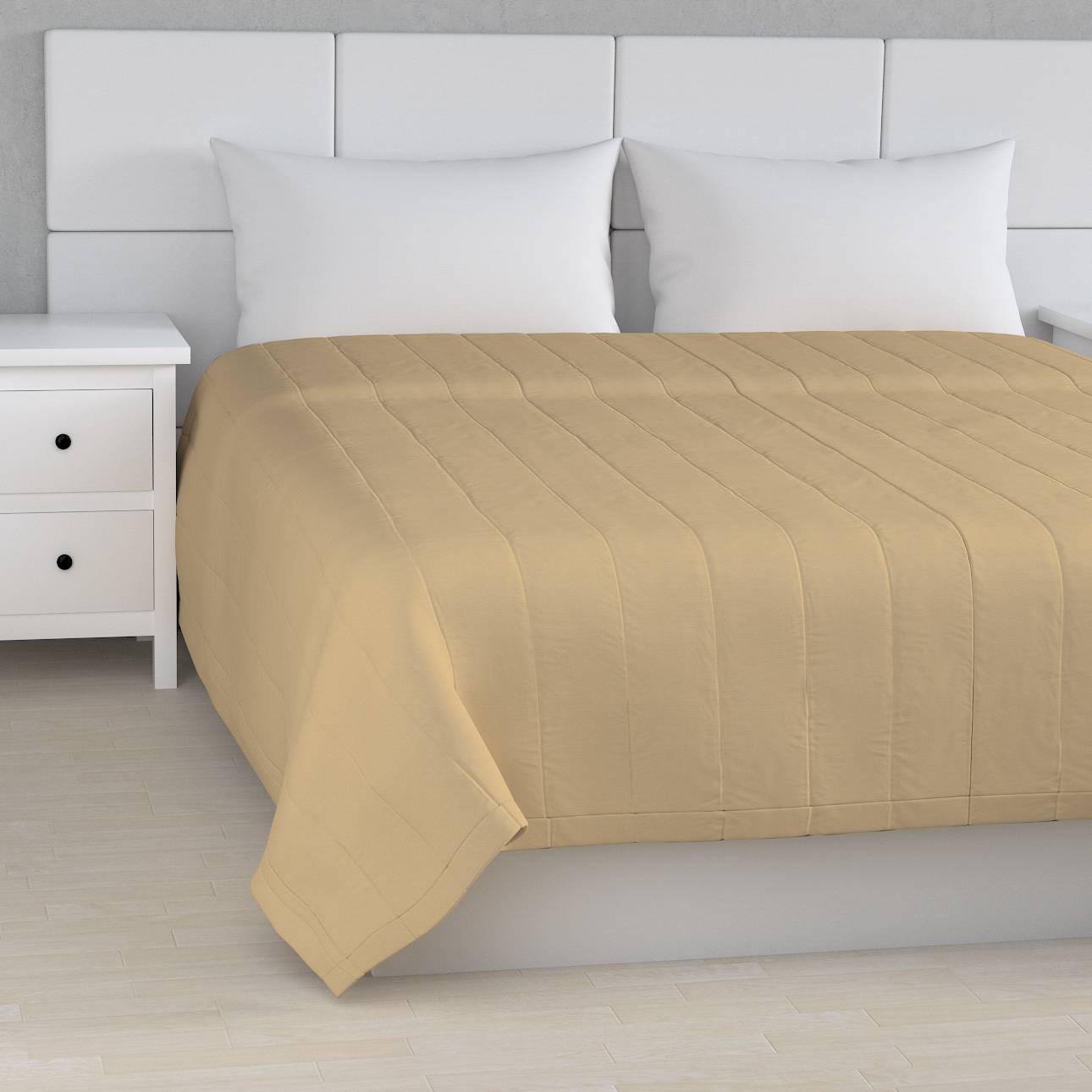 Sengetæppe quiltet<br/>10cm striber, Beige, Cotton Panama