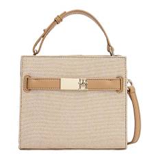 Tommy Hilfiger, Väska, Dam, ONE Size, Canvas Mini Satchel med Metall Accents - beige (ONE SIZE)