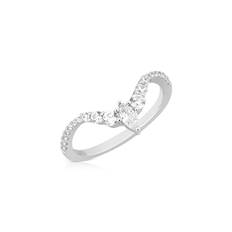 Argento Silver CZ Wish Bone Ring - Ring Size 56 Silver