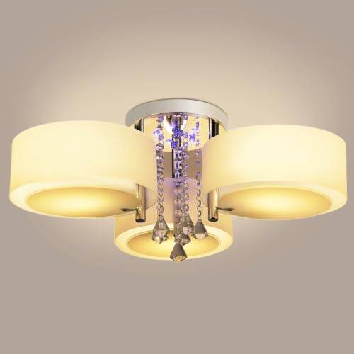 Modern 3 huvuden kristalltaklampa LED-huvudbelysning tre belysningslägen inklusive fjärrkontroll med viloläge rostfritt stål ram ljuskrona för matsal badrum sovrum vardagsrum