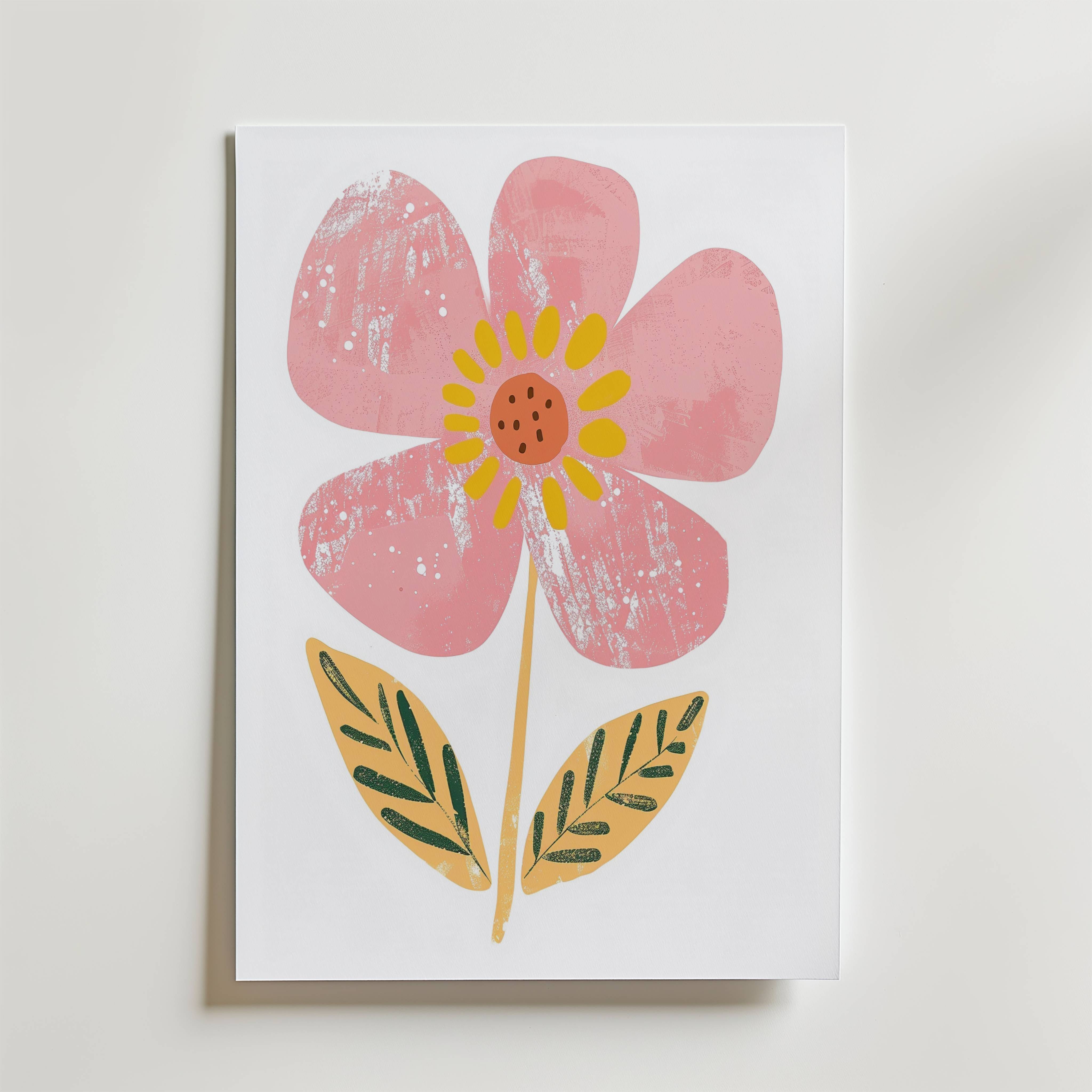 Pink Flower Poster - Premium Canvas 21x30 cm