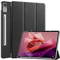 Vakarey för Lenovo Tab P12 fodral med pennhållare, smalt smart skyddsfodral för Lenovo Tab P12 12,7 tums fodral, svart