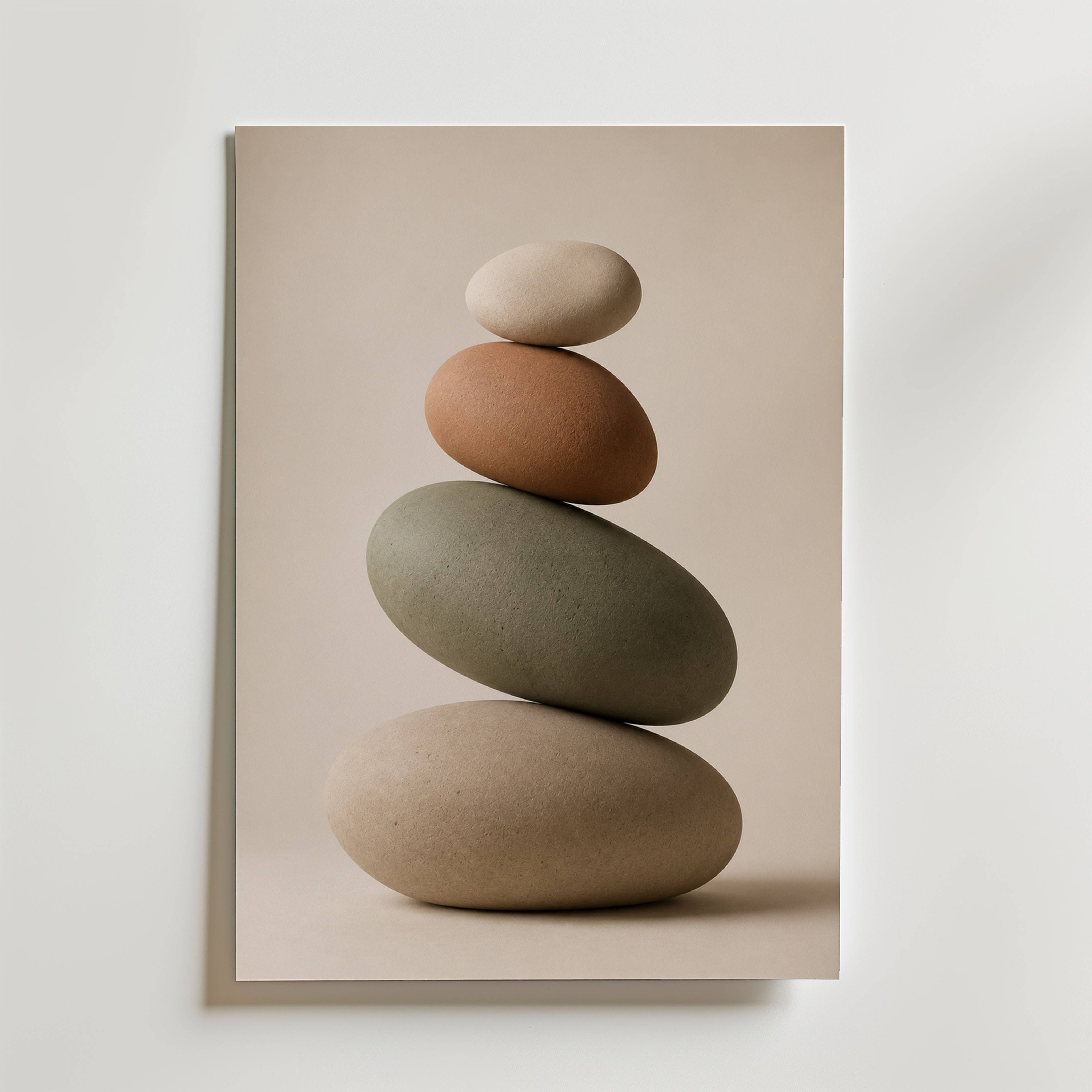 Balanced Stone Cairn Poster - Premium Canvas 100x140 cm
