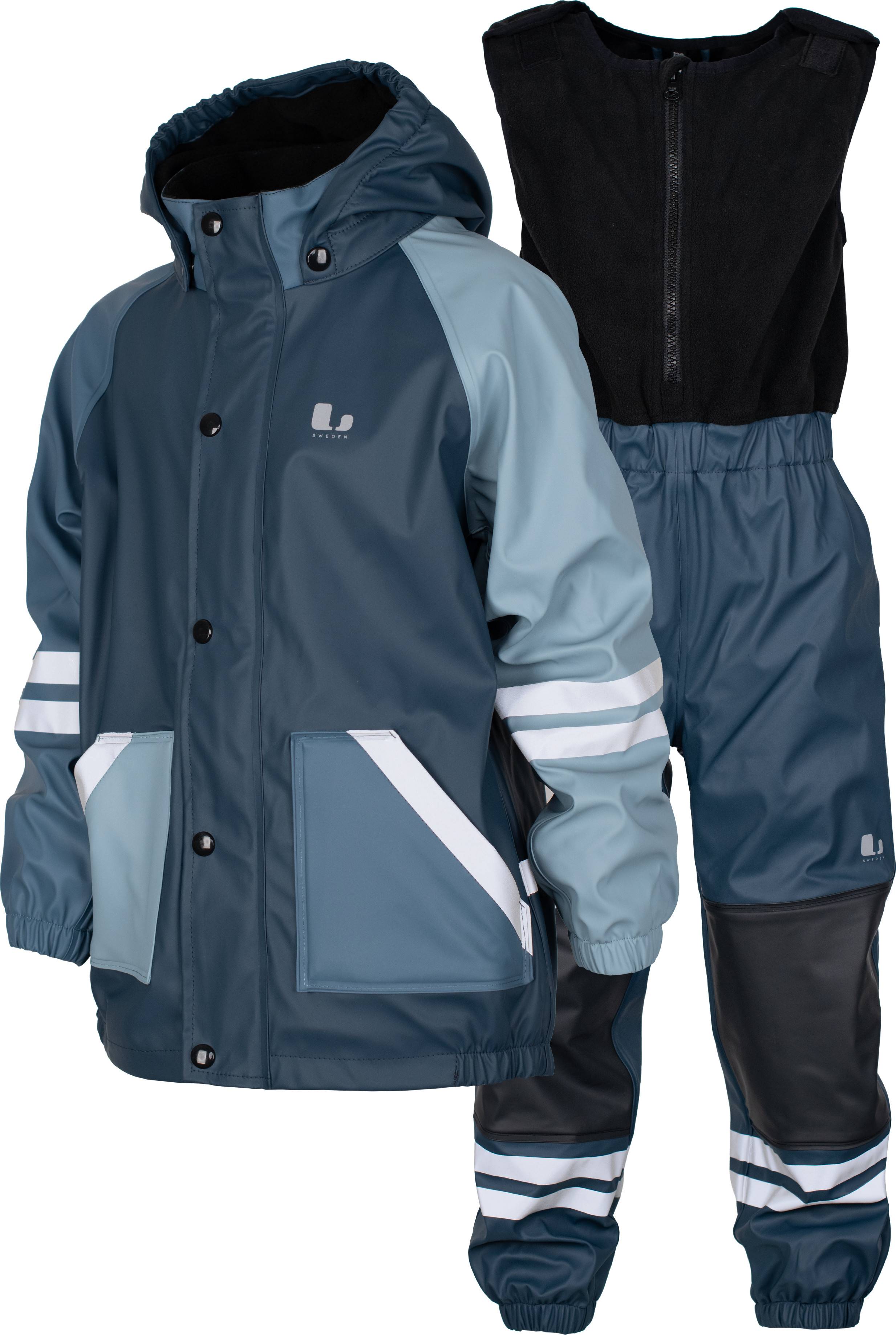 Lindberg Kids' Fagerhult Rain Set Fleece Iron Blue/blue, 140