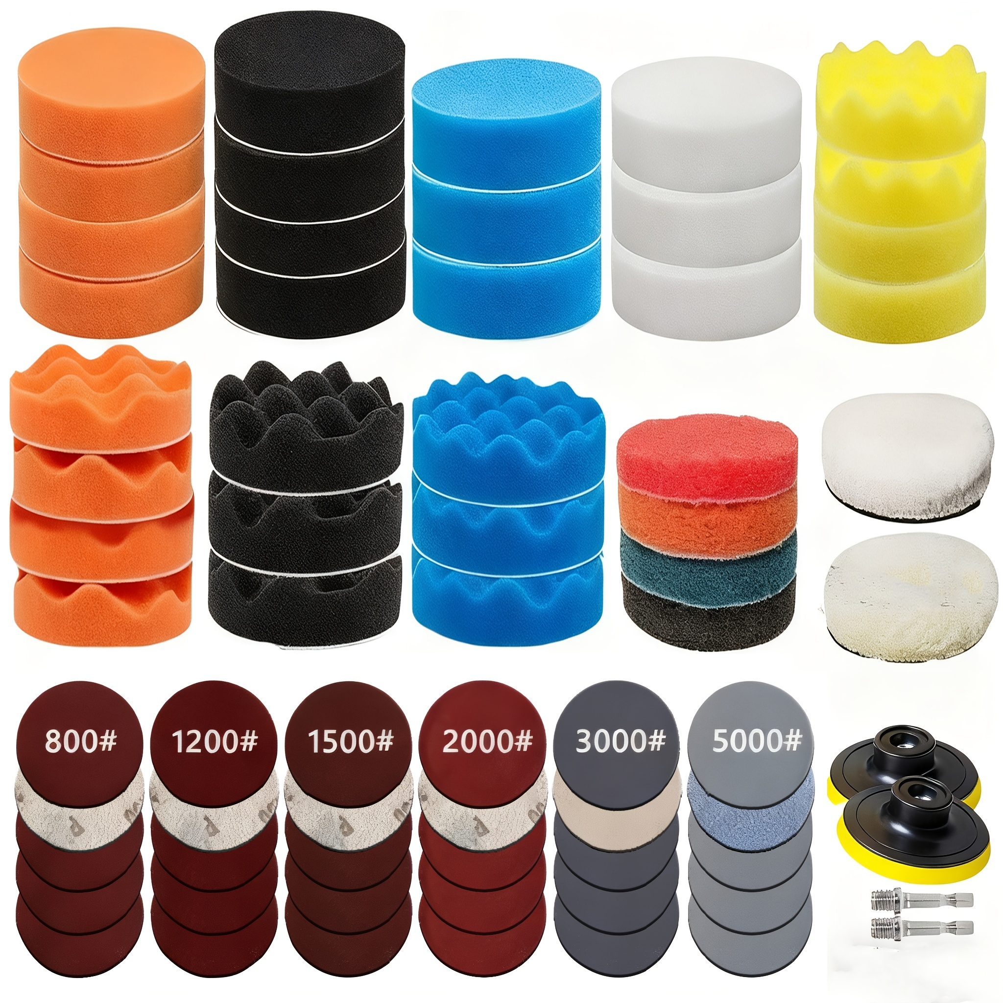 68pcs Headlight Repair Restoration Kit Car Polishing Disc 3inch 75mm Auto Waxing Sponge Sanding Pad With Sandpaper For Car Detai