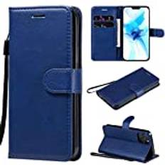 Apple iPhone 12/12 Pro fodral, SATURCASE PU-läder flip magnet plånbok stativ kortplatser handrem skyddande fodral för Apple iPhone 12/12 Pro (Blå)