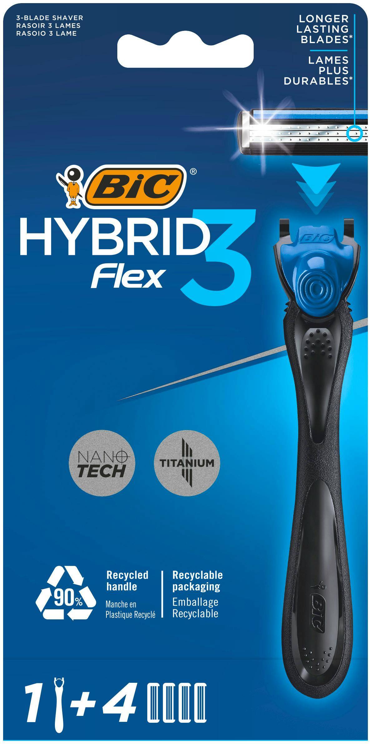 Bic Hybrid 3 Flex Razor & Razor Blades 1 st + 4 st.