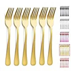 Kyraton Guld middagsgaffel 6 stycken, rostfritt stål 20.7 cm gafflar guld titanplätering bröllop silver, guldgafflar uppsättning med 6