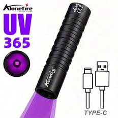 Mini 365nm/395nm UV LED-ficklampa Högljus Blacklight USB-uppladdningsbar ficklampa Liten ultraviolett kontrolllampa Osynlig bläckläckagemarkör Nagella - Svart (395 nm,365 nm)