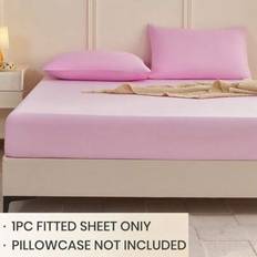 1pc Solid Color Blue Fitted Sheet, Mattress Protector, Mattress Cover For Bed, Bed Sheet, Soft And Breathable, For All Size Bed -Twin, Full, King, Que - Pink - Multi-size