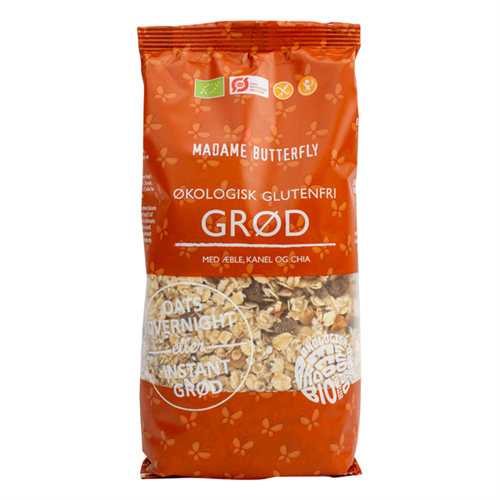 Havregrød med Æble, Kanel og Chia, GF, Økologisk - 275 Gram - Madame Butterfly - DISCOUNT PRIS