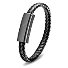 Lightning-kabel Mode Portabel Läder Flätad Snabbladdning Armband Sladd iPhone Nyckelring USB Laddning Data Kort Kabel för ios