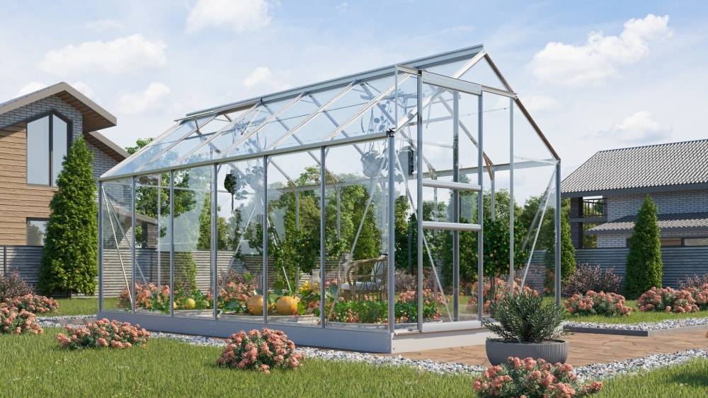 Vitavia Venus 7500 Växthus - 7,5 m2 Alu 3mm Härdat Glas med sockel - Finns i flera färger - Aluminium