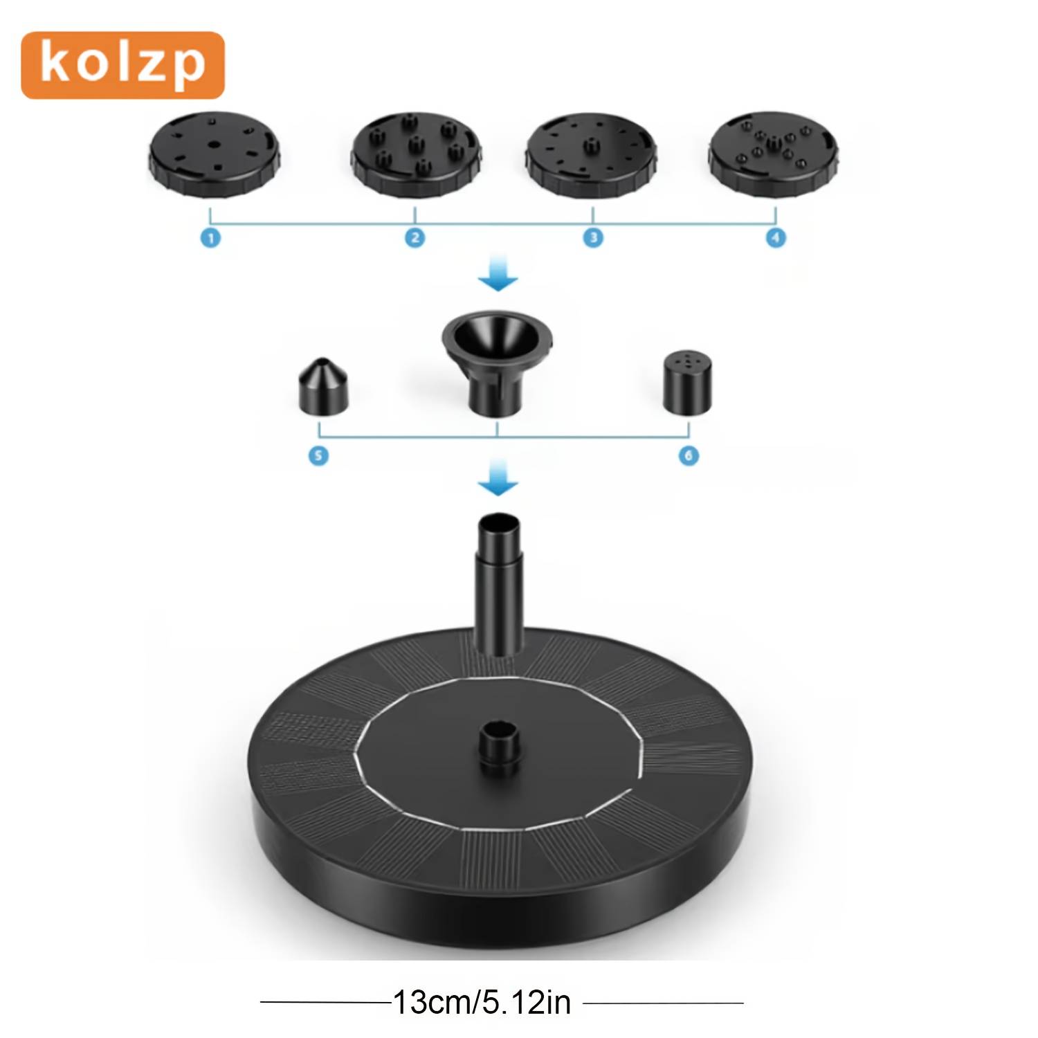 TEMU Outdoor Courtyard Solar Fountain Water Pump, High-quality Design With 8pcs Nozzle Additions, Diverse Water Features - Suitable For Outdoor Garden Bird Bath, Garden, Pond, Aquarium, Swimming Pool