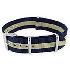 Regimental blå beige NATO klockarmband G10 militär nylonrem, 18 EU