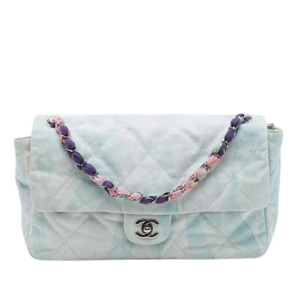 Chanel Vintage Pre-owned Quilted Denim Flap Shoulder Bag - Vintage - Dame - Blå - ONE SIZE - Uld