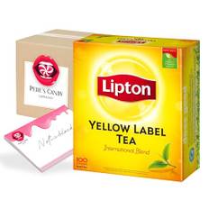 Pere's Candy® Bundle für 2 Packung 200 Stück Teebeutel (2 g) Lipton Yellow Label Tee Schwarztee 400 g + Pere's Candy Notepad DIN A7-25 Blatt