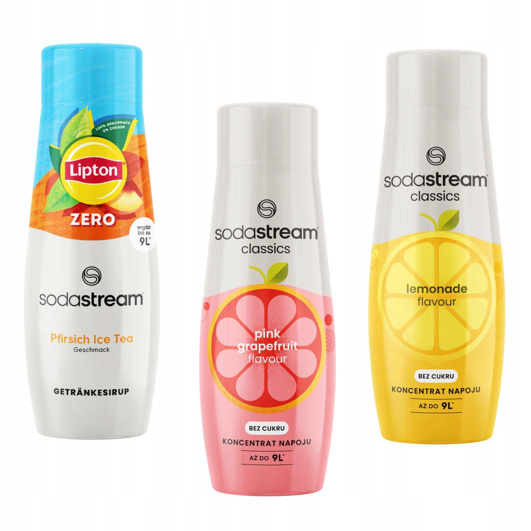 Sodastream Ice Tea Peach Zero + Grapefruit + Lemonade 3-Pack Concentrate Set
