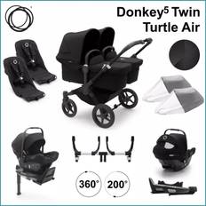 Komplett Startpaket - Bugaboo Donkey5 Twin inkl. Turtle Air BLACK / MIDNIGHT BLACK