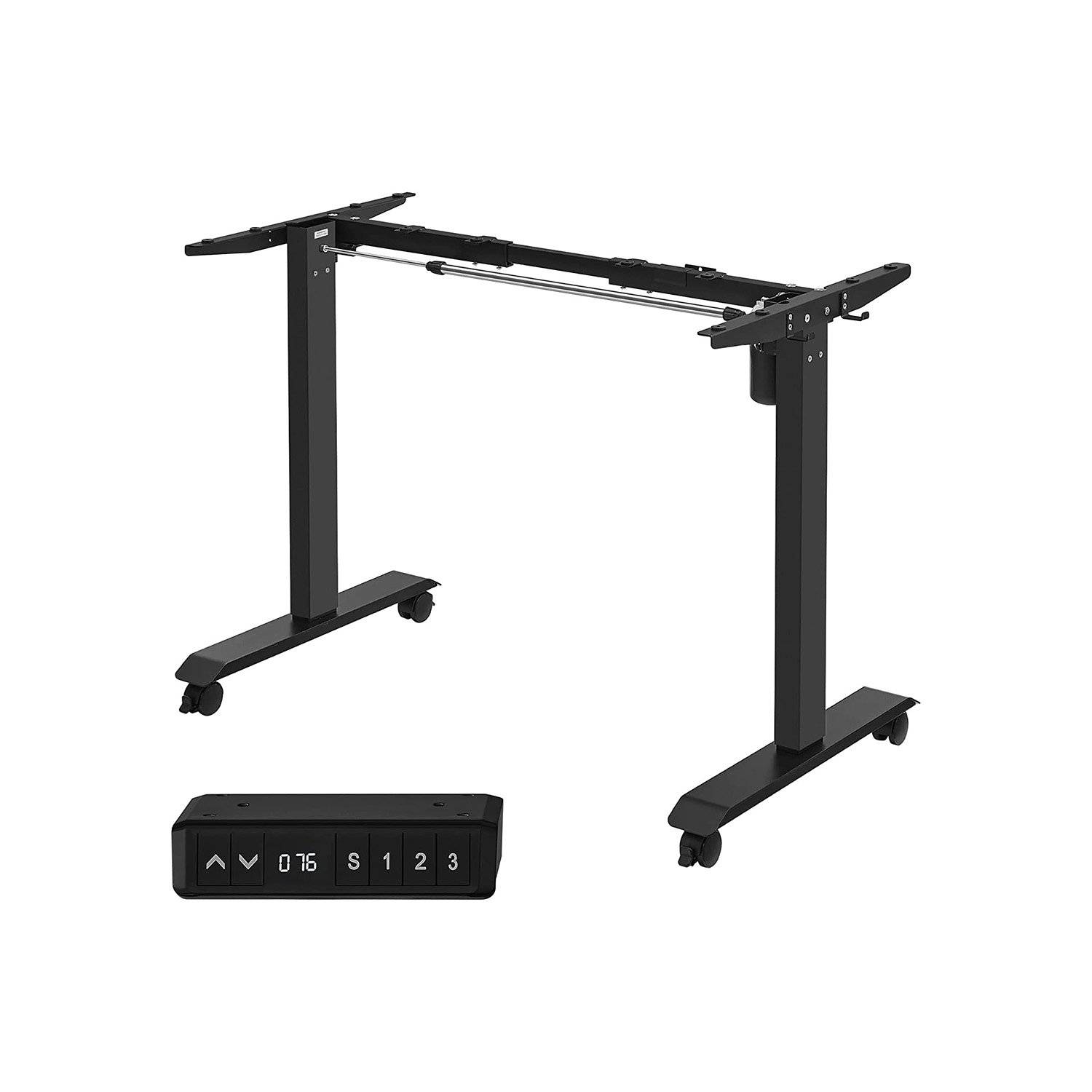SONGMICS Height-adjustable electric desk, table frame, desk stand, without table top, with hook, infinitely adjustable, memory function, steel, black