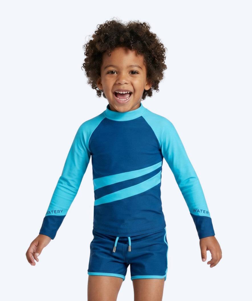 Watery UV tröja för barn - Manami Långärmad Rashguard - Atlantic Blue - UV kläder barn