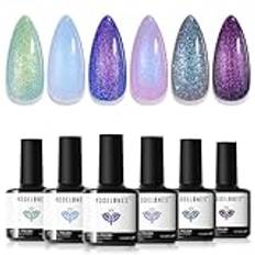 Modelones UV-nagellack, gel nagellack UV 6 kameleont färger, UV nagellackset glitter grön blå lila rosa shellac nagellack för sommar blötläggning av nagelpolish fransk manikyr gör-det-själv hemma